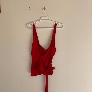Red Tank Top Wrap Around Top